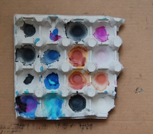 watercolor, acrylic on carton