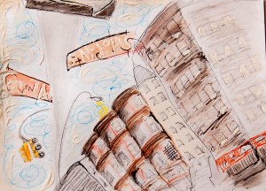 Acrylic, ink on paper